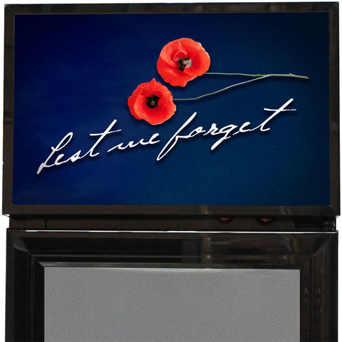 Skinny Upright Bar Fridge With Lest We Forget Design - Model SS-P160FA-LWF2