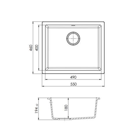 M-GS402B – Como Single Bowl – Granite Sink sketch 2