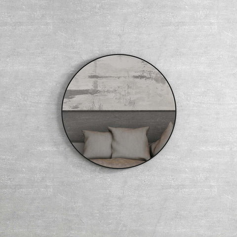 London Framed Mirror 700mm Round Matte Black