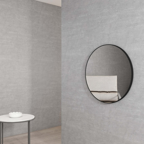 London Framed Mirror 700mm Round Matte Black