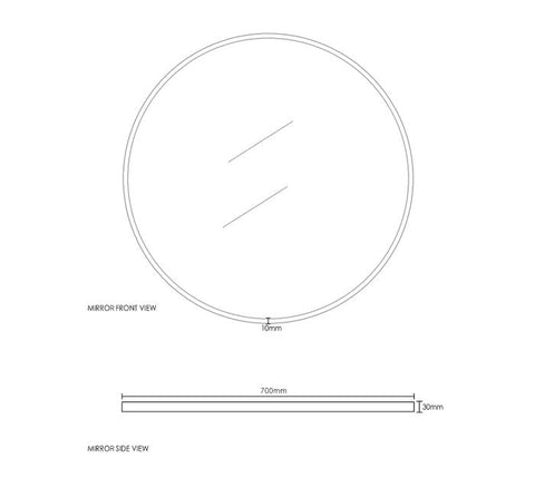 LONDON Round Mirror 700x700mm - Matte Black