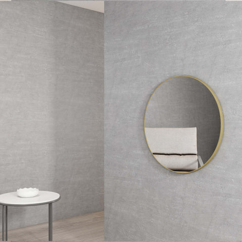 London Framed Mirror 700mm Round Brushed Yellow Gold