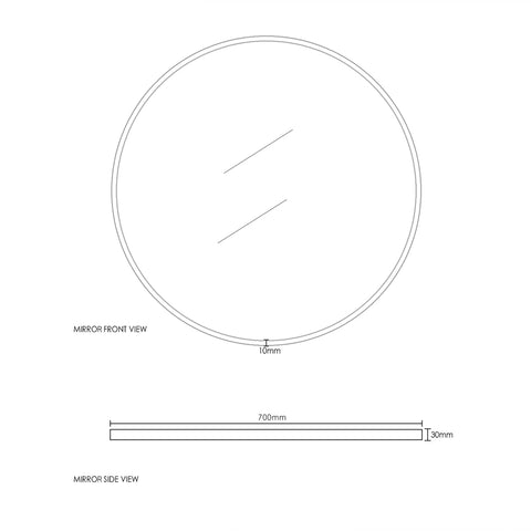 London Framed Mirror 700mm Round Brushed Yellow Gold