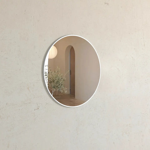 LONDON Round Framed Mirror 700x700mm - Matte White