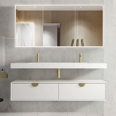 Moonlight Single Basin Vanity with Solid Surface Basin Vanity Otti Australia 1500mm