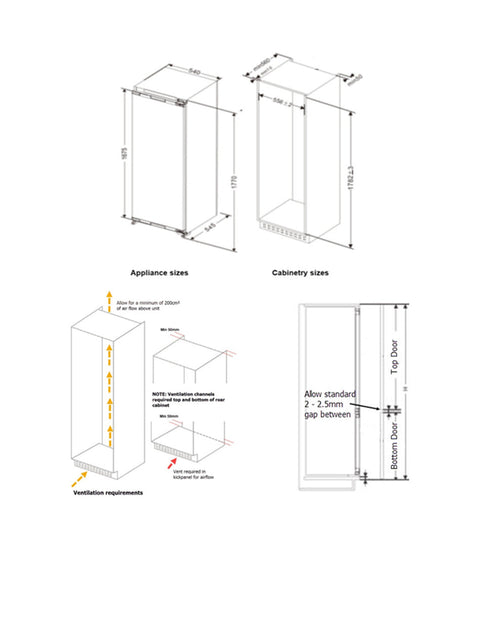 Schmick Integrated Upright Built In Fridge And Freezer - Model MSLF241