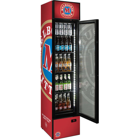 Melbourne Bitter Branded Skinny Upright Bar Fridge - Model SS-P160-MB