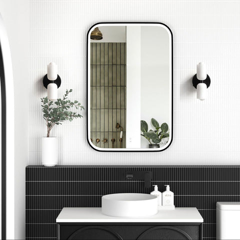 NEWPORT LED Soft Square Metal Frame Mirror 900x600mm Matte Black