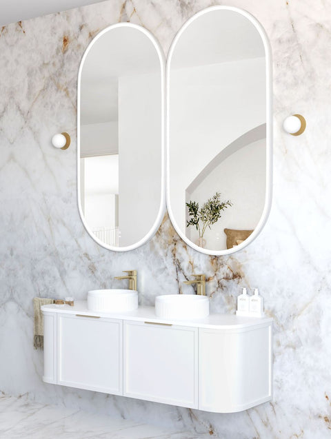 NOOSA LED Oval Metal Frame Mirror 1500x750mm Matte White