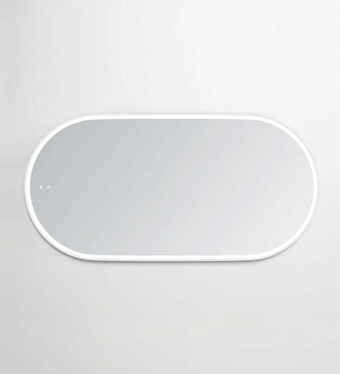 NOOSA LED Oval Metal Frame Mirror 1500x750mm Matte White