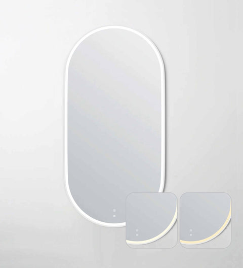 NOOSA LED Oval Metal Frame Mirror 1500x750mm Matte White