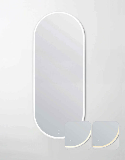 NOOSA LED Oval Metal Frame Mirror 1800x750mm Matte Black