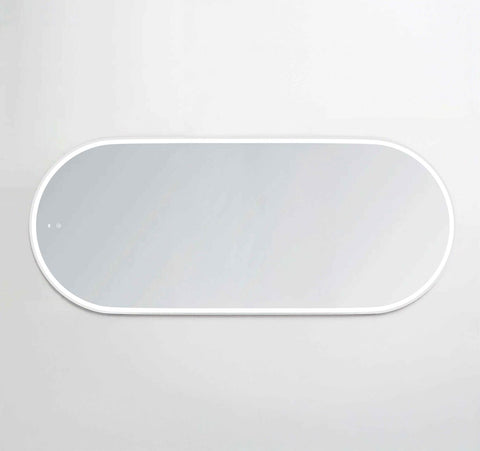 NOOSA LED Oval Metal Frame Mirror 1800x750mm Matte White