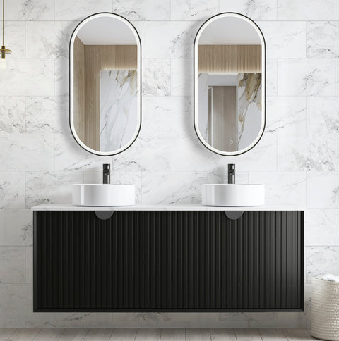 NOOSA LED Oval Metal Frame Mirror 900x450mm Matte Black