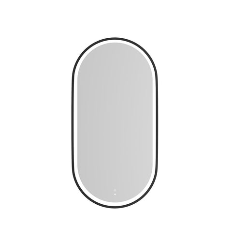 NOOSA LED Oval Metal Frame Mirror 900x450mm Matte Black