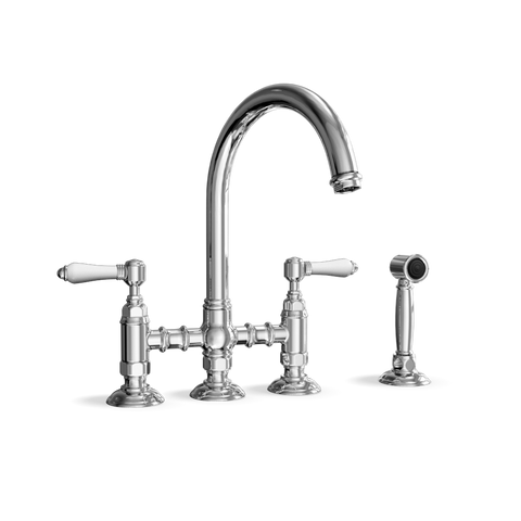 Bridge Kitchen Tap with Side Spray — Gooseneck Swivel Spout | Campania Bridge Kitchen Tap with Side Spray — Gooseneck Swivel Spout | Campania combines elegance and functionality for your dream kitchen.
