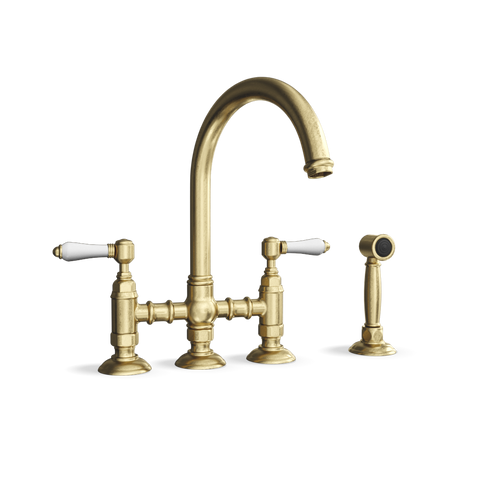 Bridge Kitchen Tap with Side Spray — Gooseneck Swivel Spout | Campania Bridge Kitchen Tap with Side Spray — Gooseneck Swivel Spout | Campania combines elegance and functionality for your dream kitchen.