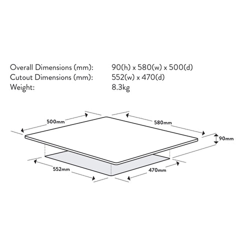 Omega 60cm Gas Cooktop Stainless Steel