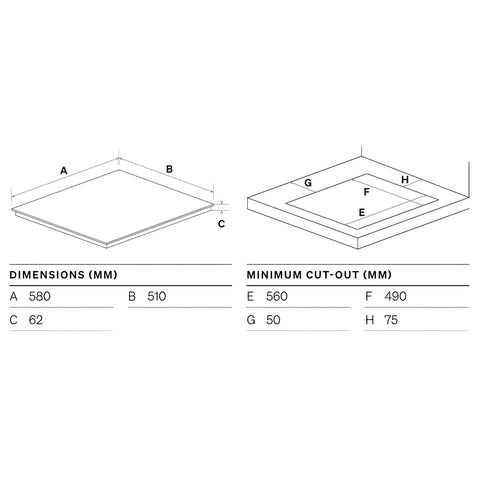 Omega 60cm Gas-on-Glass Cooktop Black