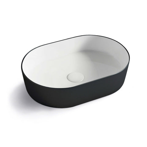Quay Oval Basin 500x340mm Matte White and Black