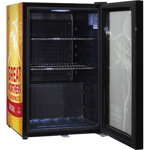 Great Northern Original Branded Glass Door Bar Fridge With Cool Frosted Door Logo - Model SC70-B-GNBC-ORIG