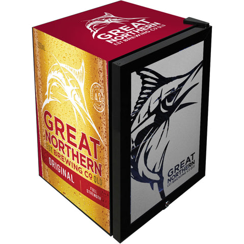 Great Northern Original Branded Glass Door Bar Fridge With Cool Frosted Door Logo - Model SC70-B-GNBC-ORIG