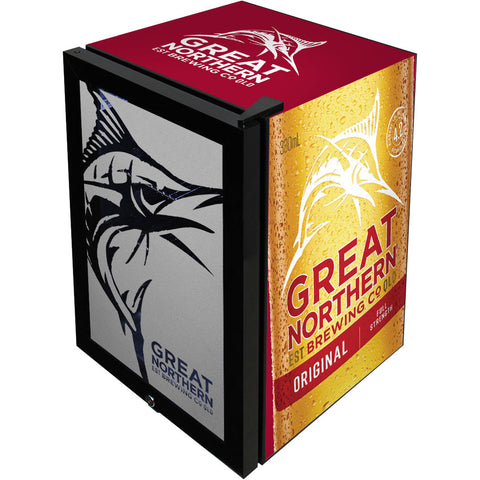 Great Northern Original Branded Glass Door Bar Fridge With Cool Frosted Door Logo - Model SC70-B-GNBC-ORIG
