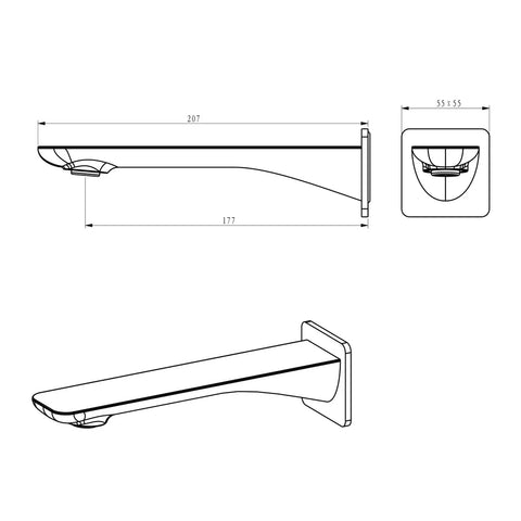 Oskar Straight-207mm-Bath Spout