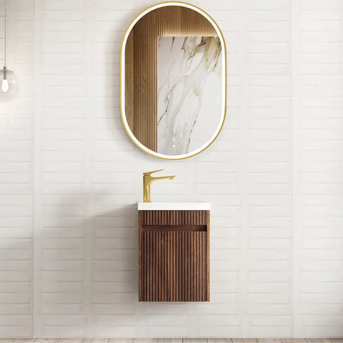 Otti Mini Ensuite Fluted Vanity 400mm (Sable Walnut)