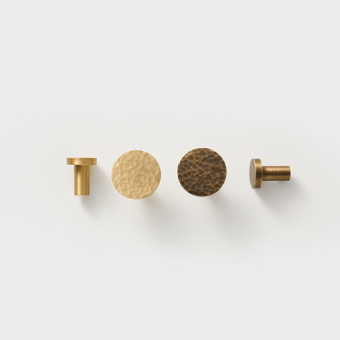 Otto Solid Brass Hammered Round Knob | Gold