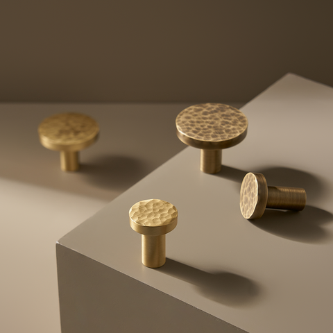 Otto Solid Brass Hammered Round Knob | Gold