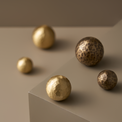 Otto Solid Brass Hammered Spherical Knob | Gold