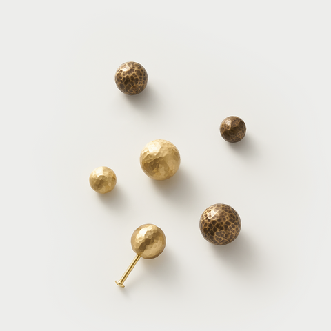 Otto Solid Brass Hammered Spherical Knob | Gold