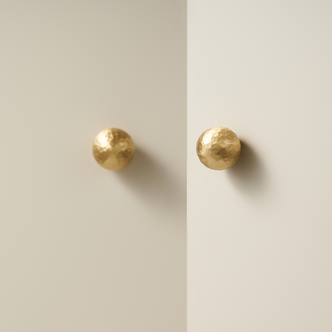 Otto Solid Brass Hammered Spherical Knob | Gold