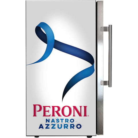 Peroni Themed Alfresco Bar Fridge With Led Strip Lights, Lock and LOW E Glassd - Model SC88-SS-PERONI