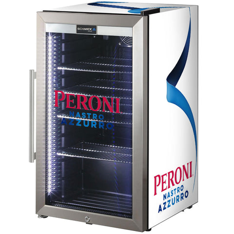 Peroni Themed Alfresco Bar Fridge With Led Strip Lights, Lock and LOW E Glassd - Model SC88-SS-PERONI