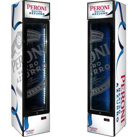 Peroni Branded Skinny Upright Bar Fridge - Model SS-P160-PERONI-V2