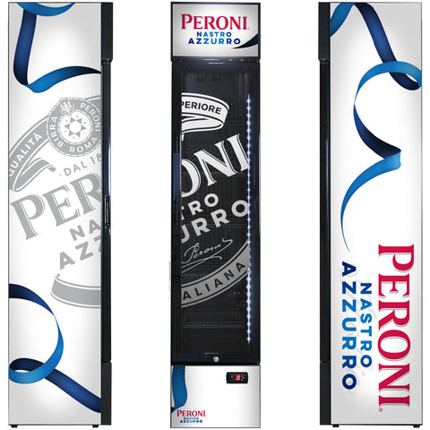 Peroni Branded Skinny Upright Bar Fridge - Model SS-P160-PERONI-V2