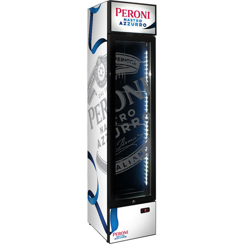 Peroni Branded Skinny Upright Bar Fridge - Model SS-P160-PERONI-V2