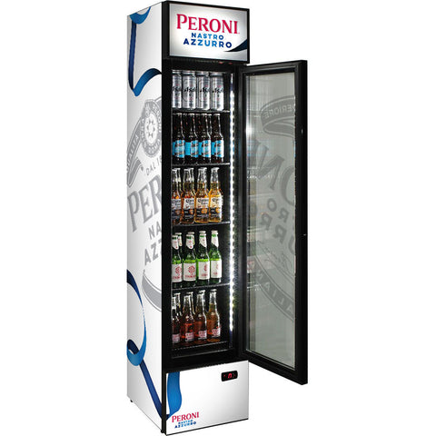 Peroni Branded Skinny Upright Bar Fridge - Model SS-P160-PERONI-V2