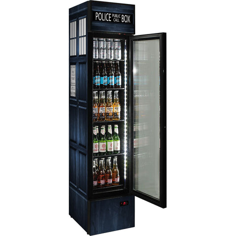 Branded Skinny Upright Bar Fridge With Police Box Design - Model SS-P160FA-PB