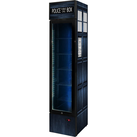 Branded Skinny Upright Bar Fridge With Police Box Design - Model SS-P160FA-PB