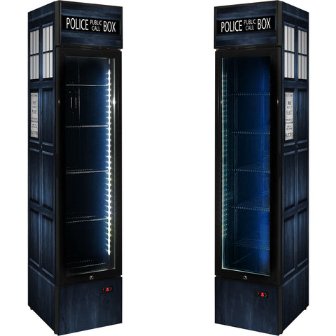 Branded Skinny Upright Bar Fridge With Police Box Design - Model SS-P160FA-PB