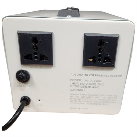 Automatic Voltage Stabilizer - Model AVS-1000 Automatically regulate the 'input voltage' to a more stable level for your appliances to avoid damage and failure of your sensitive electrical components within the appliance.These are great for area's where v