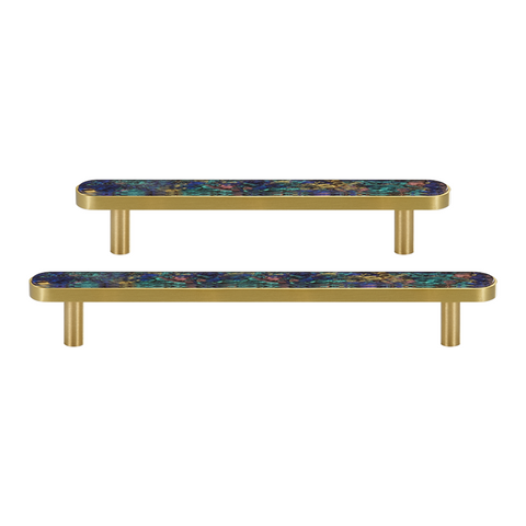 Prisma Solid Brass & Acrylic Round Handle | Satin Brass & Coral