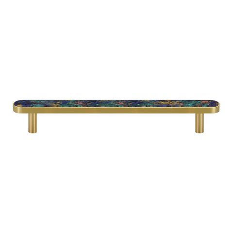 Prisma Solid Brass & Acrylic Round Handle | Satin Brass & Coral