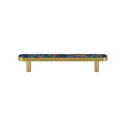 Prisma Solid Brass & Acrylic Round Handle | Satin Brass & Coral