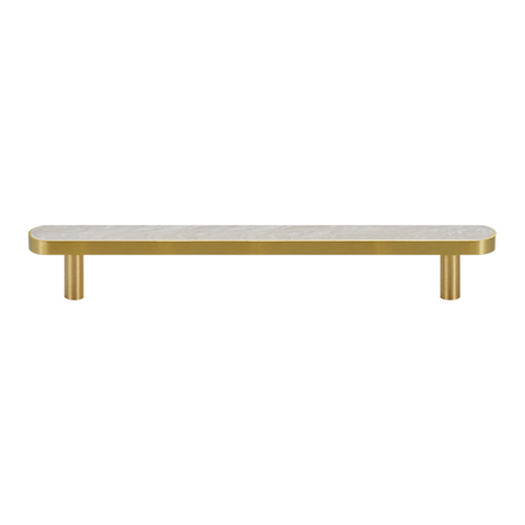 Prisma Solid Brass & Acrylic Round Handle | Satin Brass & Marbled White