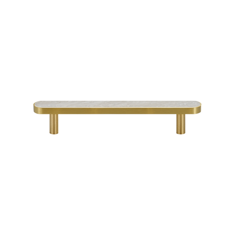 Prisma Solid Brass & Acrylic Round Handle | Satin Brass & Marbled White