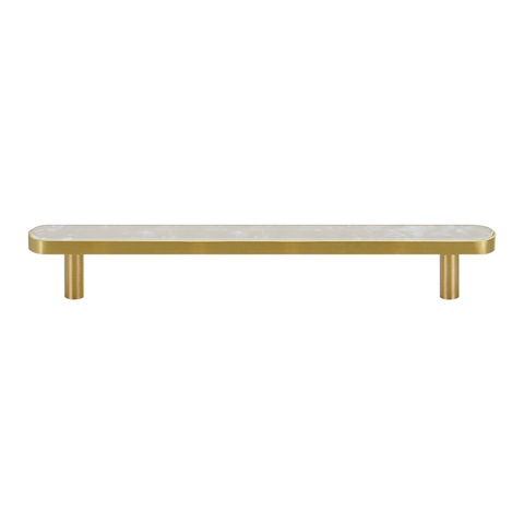 Prisma Solid Brass & Acrylic Round Handle | Satin Brass & Speckled White